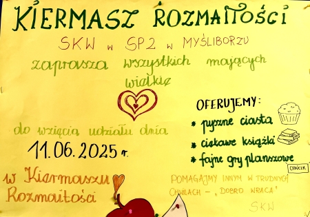Charytatywny kiermasz rozmaitości oraz sprzedaż ciast - środa 11 czerwca 2025 r....