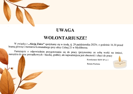 Akcja ''Znicz'' - spotykamy się 29 października!