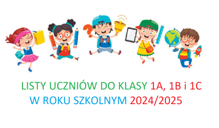 Listy uczniów do klasy 1a, 1b i 1c w roku szkolnym 2024/2025